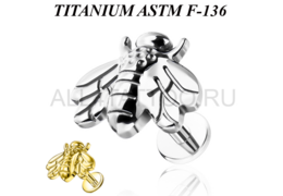 Лабрет из титана Ti Metal пчела