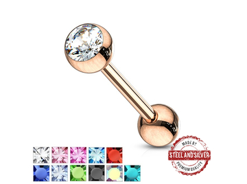 Штанга для языка Steel and Silver с кристаллом