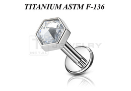 Лабрет из титана Ti Metal кристальные соты