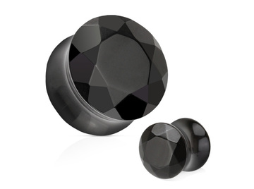 Плаги из черного агата с огранкой