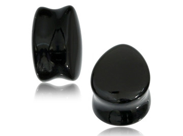 Плаги каплевидные из черного стекла, пара