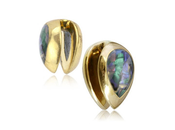 Подвесы перламутровая капля в золоте, пара