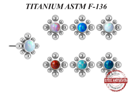 Вставка титановая Steel and Silver с опаловым кластером