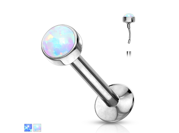 Безрезьбовой лабрет с опалом