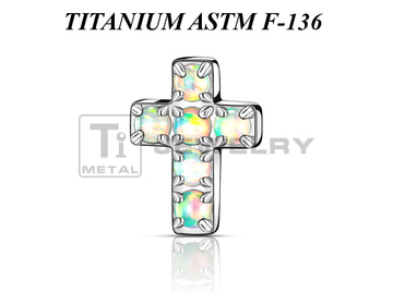 Накрутка из титана Ti Metal опаловый крест