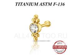 Микроштанга из титана Steel and Silver с кластером Swarovski