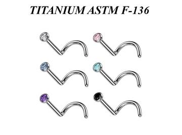 Нострил из титана Ti Metal с фианитом