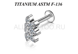 Лабрет из титана Ti Metal амариллис